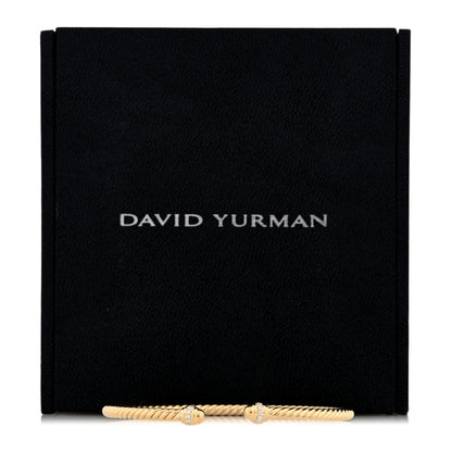 David Yurman 18K Yellow Gold Diamond 3mm Cablespira Bracelet 4 of 4