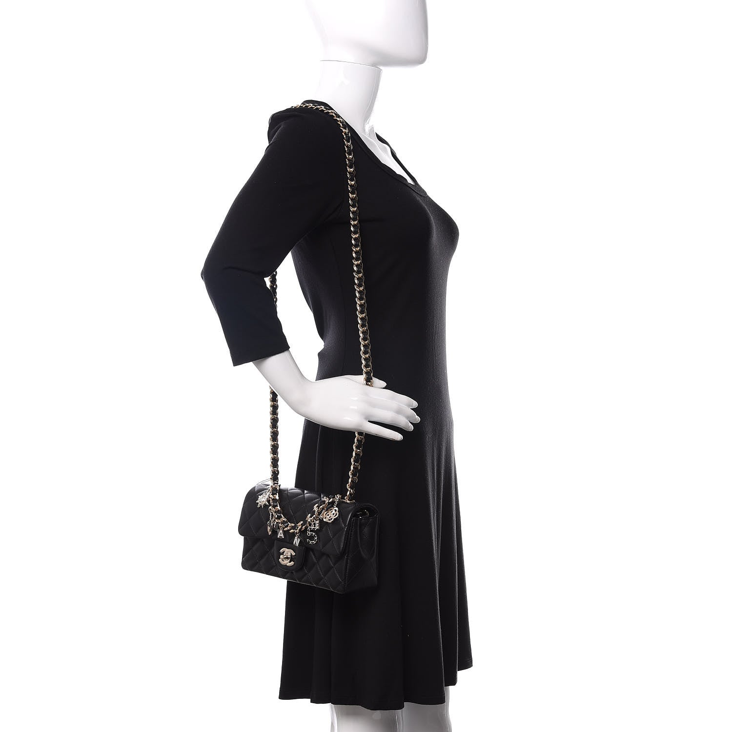 Chanel Lambskin Quilted Mini Coco Charms Rectangular Flap Black 2 of 11