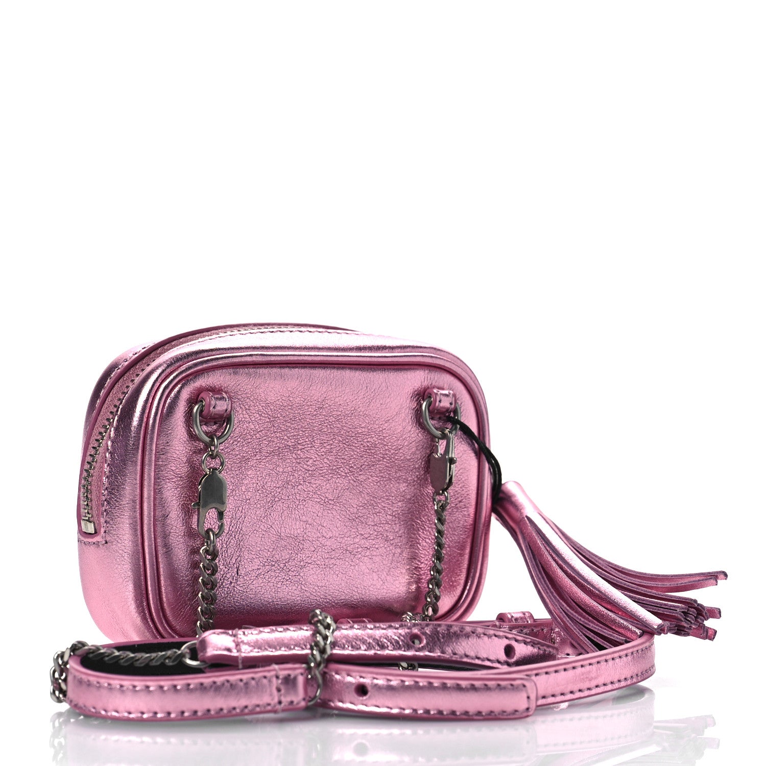 Saint Laurent Metallic Calfskin Matelasse Chevron Monogram Baby Lou Camera Bag New Azalea 3 of 8