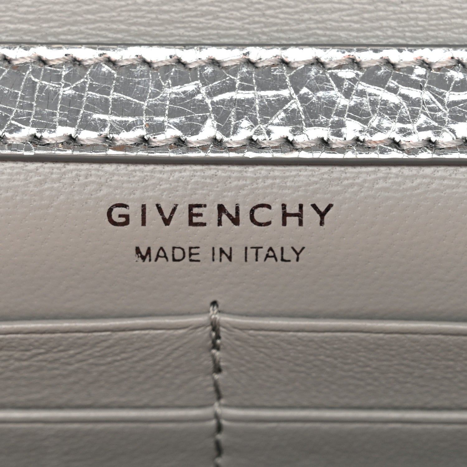 Givenchy Metallic Lambskin 4G Wallet On Chain Silvery 1838648