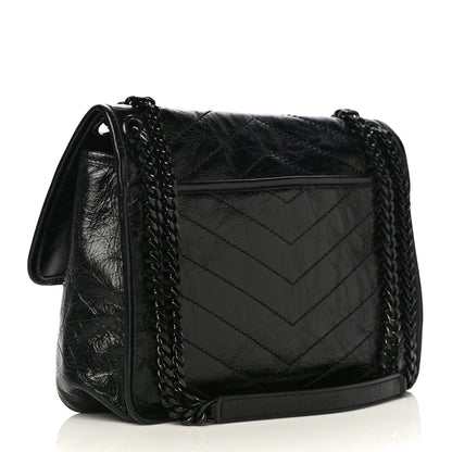 Saint Laurent Crinkled Calfskin Matelasse Monogram Medium Niki Chain Satchel Black 3 of 13