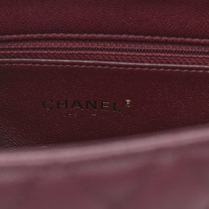 Chanel Caviar Lizard Embossed Quilted Small Coco Handle Flap Burgundy 6 of 11