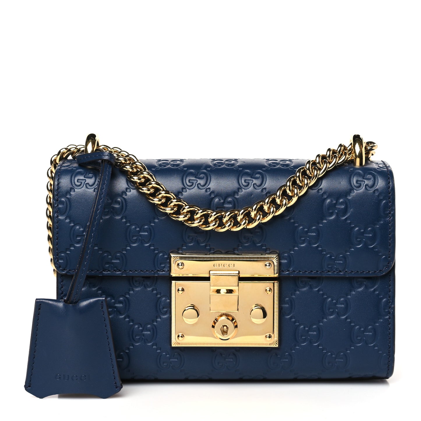 Guccissima Small Padlock Shoulder Bag Blue Agata