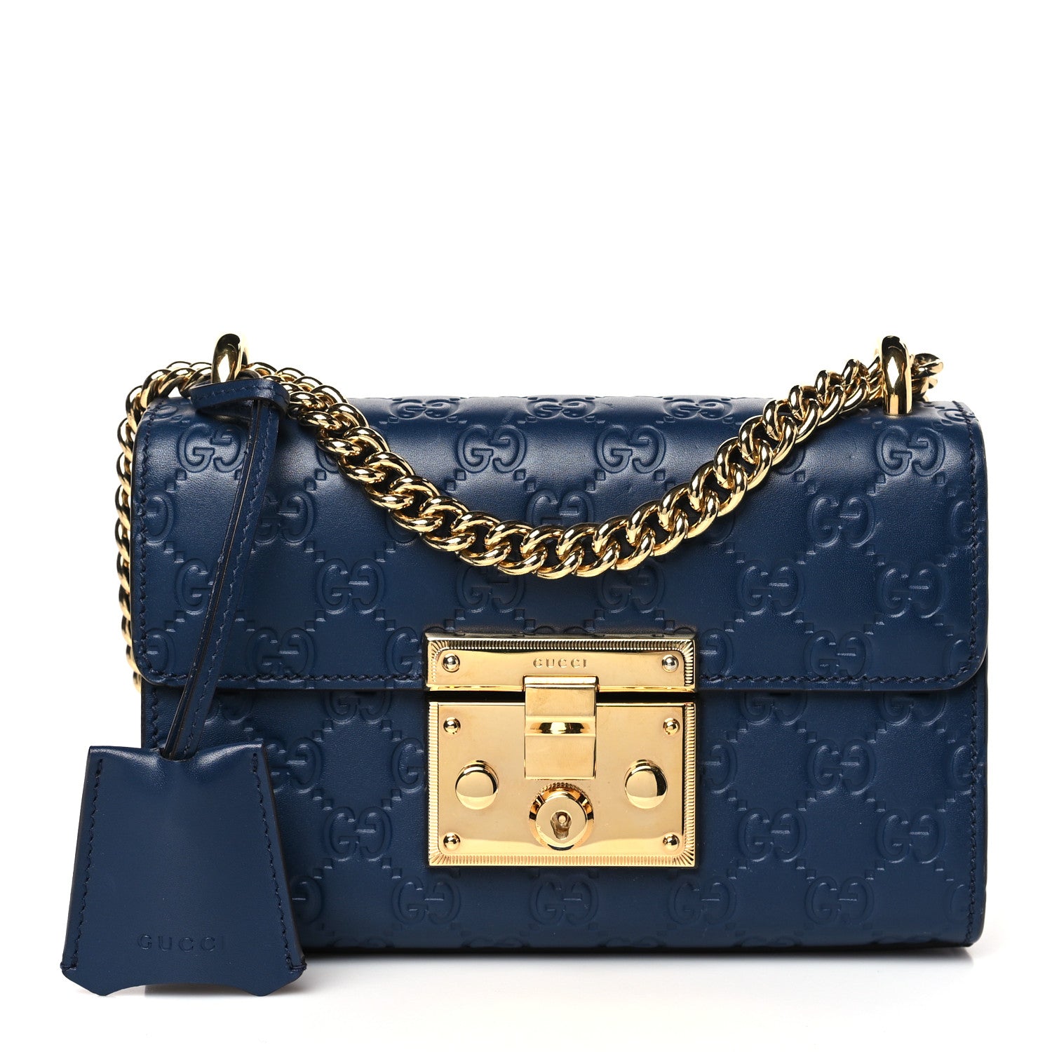 Gucci Guccissima Small Padlock Shoulder Bag Blue Agata 1 of 9