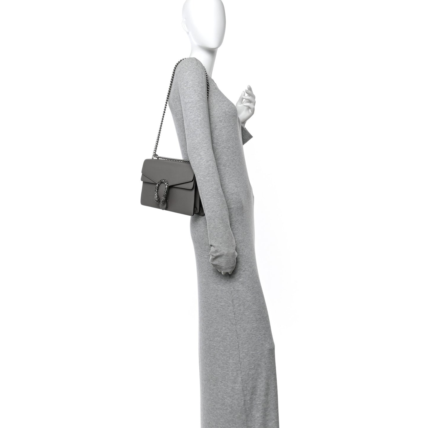 Pebbled Calfskin Small Dionysus Shoulder Bag Dusty Grey