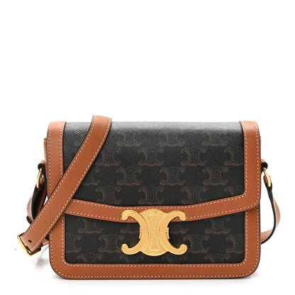 Celine Calfskin Triomphe Canvas Teen Triomphe Bag Tan 1 of 9