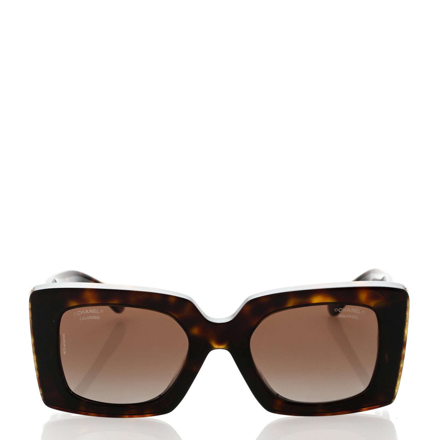 Chanel Acetate Pearl Rectangle Sunglasses 5480-H-A Tortoise 2 of 8