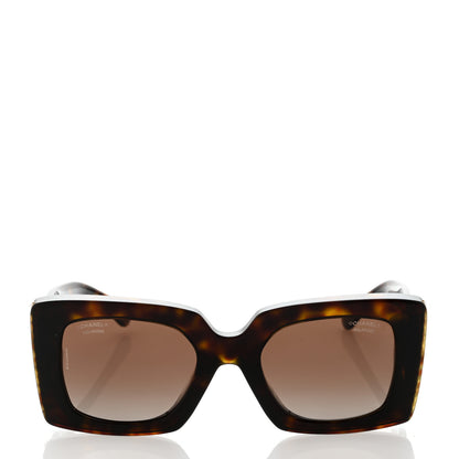 Chanel Acetate Pearl Rectangle Sunglasses 5480-H-A Tortoise 2 of 8