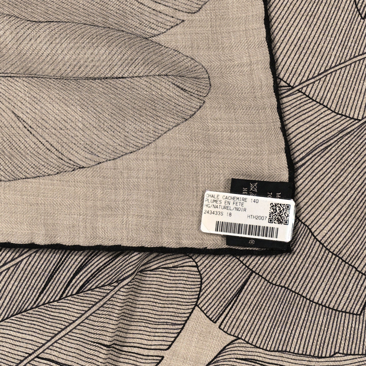 Cashmere Silk Plumes En Fete Shawl 140 Naturel Black