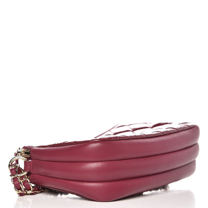 Chanel Patent Quilted Crown CC Double Zip Bag Dark Pink 4 of 9