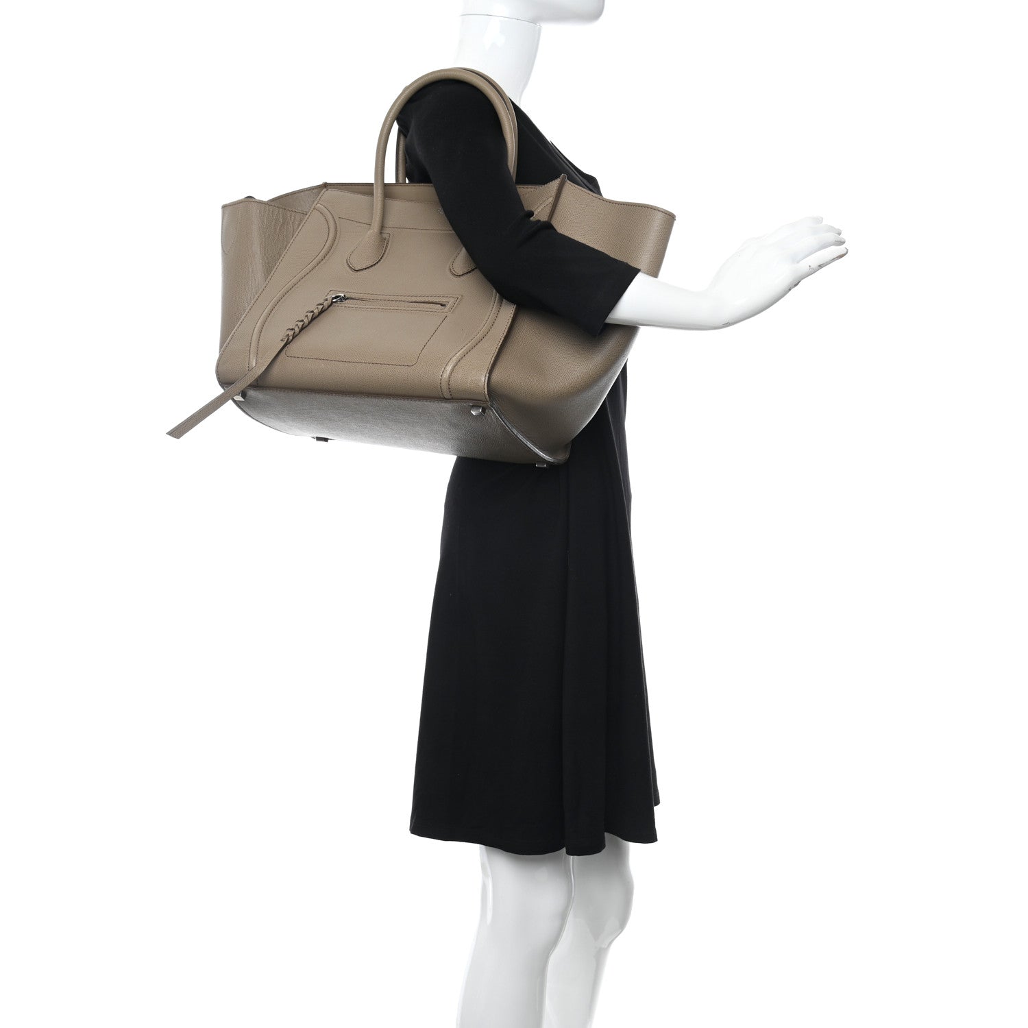 Celine Baby Grained Calfskin Medium Phantom Luggage Taupe 2 of 15