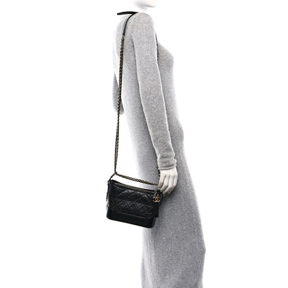 Chanel Aged Calfskin Quilted Small Gabrielle Hobo Black 2 of 10