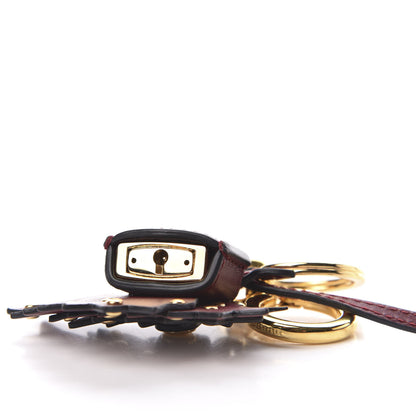 Burberry Calfskin Studded Zig Zag Lock Bag Charm Crimson 5 of 5