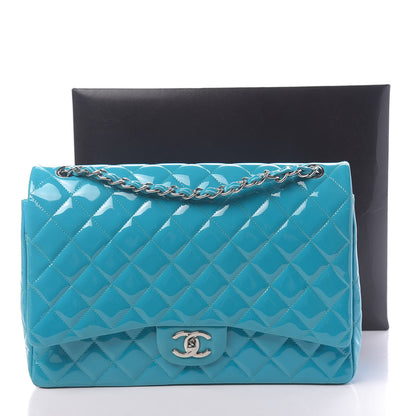 Chanel Patent Quilted Maxi Double Flap Blue 11 of 11