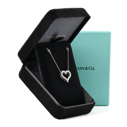 Tiffany Platinum Diamond Heart Station Pendant Necklace 5 of 5