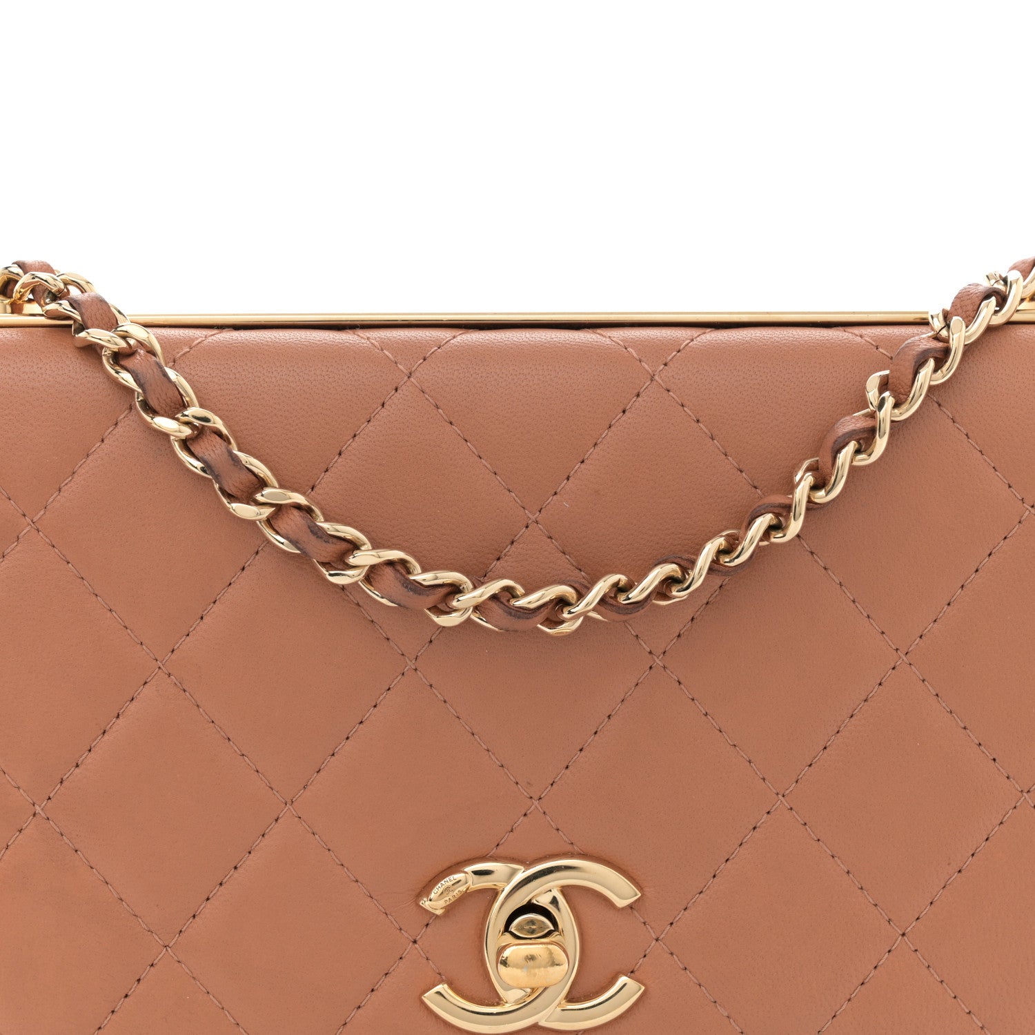 Chanel Lambskin Quilted Trendy CC Wallet On Chain WOC Camel 8 of 15