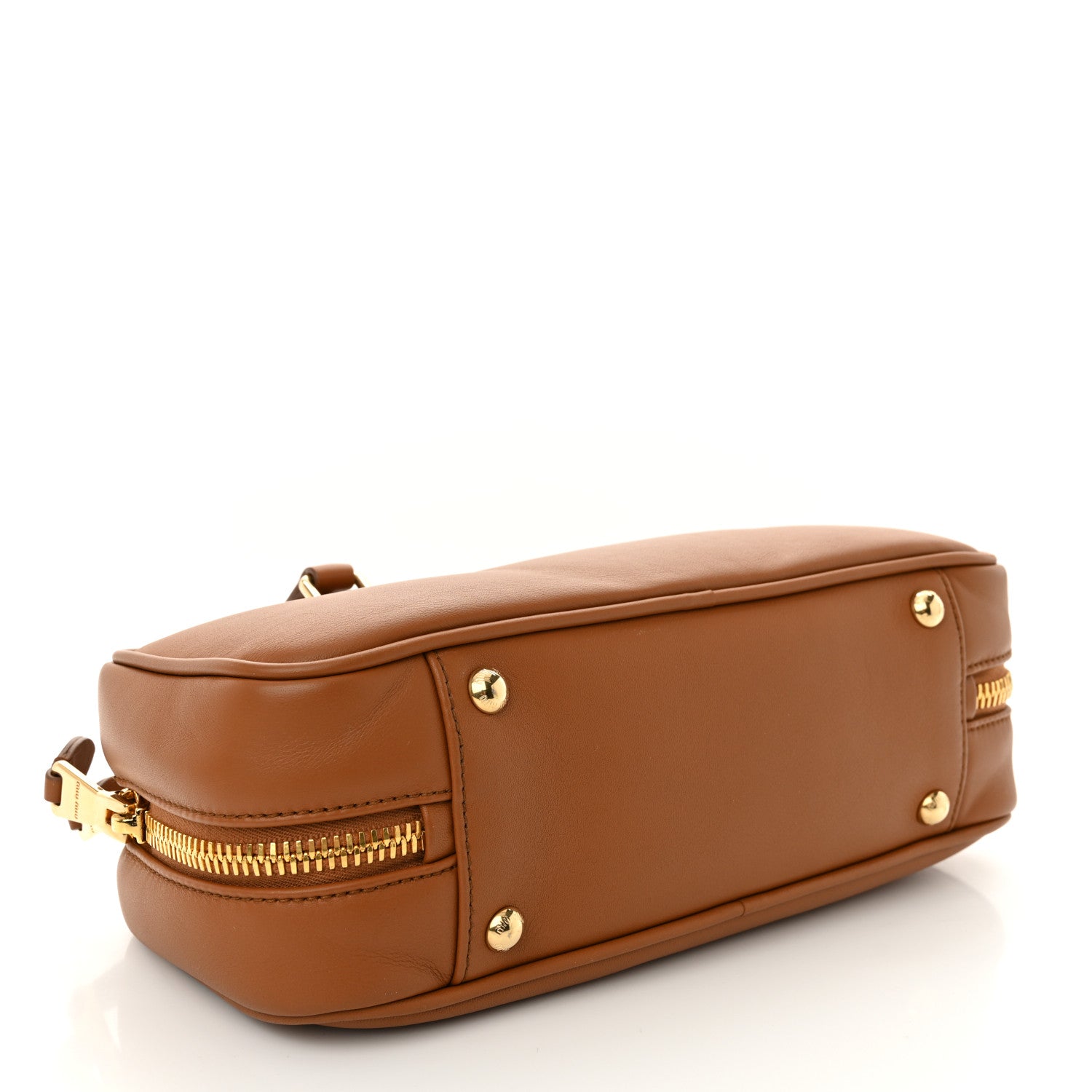 Miu Miu Calfskin Large Arcadie Top Handle Bag Cognac 4 of 10