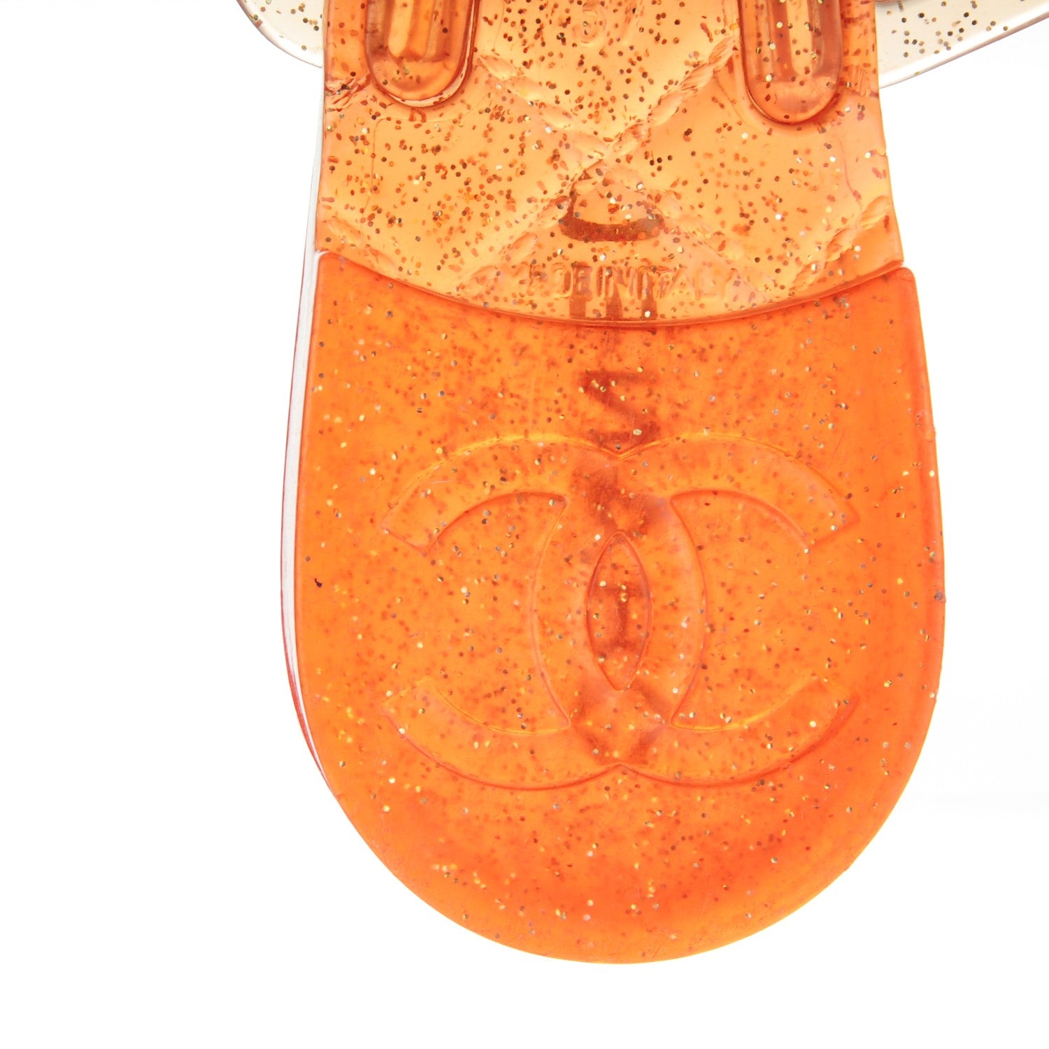 Chanel Jelly Camellia Glitter Thong Sandals 37 Orange 6 of 8