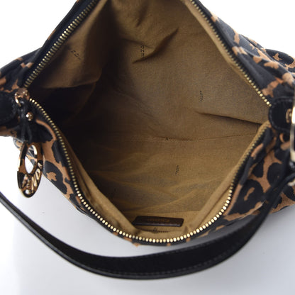 Fendi Jacquard Leopard Print Chef Hobo Tobacco 5 of 7