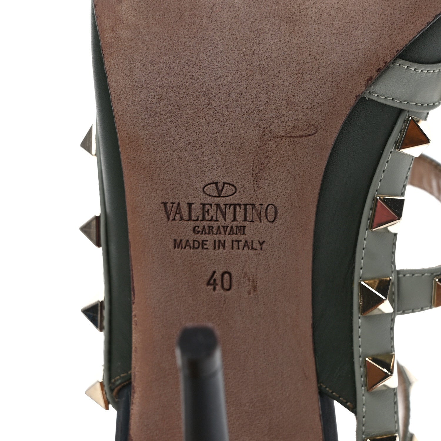Valentino Garavani Calfskin Nappa Rockstud Ankle Strap 100mm Pumps 40 Marine Multicolor 6 of 7