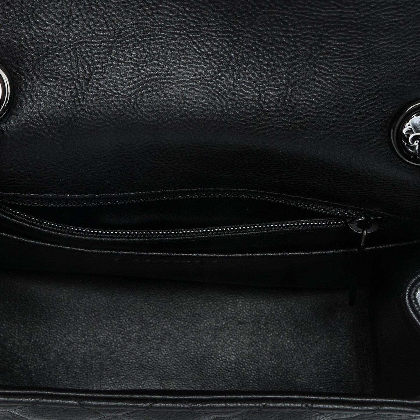 Crumpled Calfskin Quilted Mini Square Flap So Black