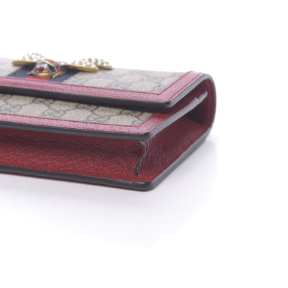 Gucci GG Supreme Monogram Web Queen Margaret Chain Wallet Red 8 of 10
