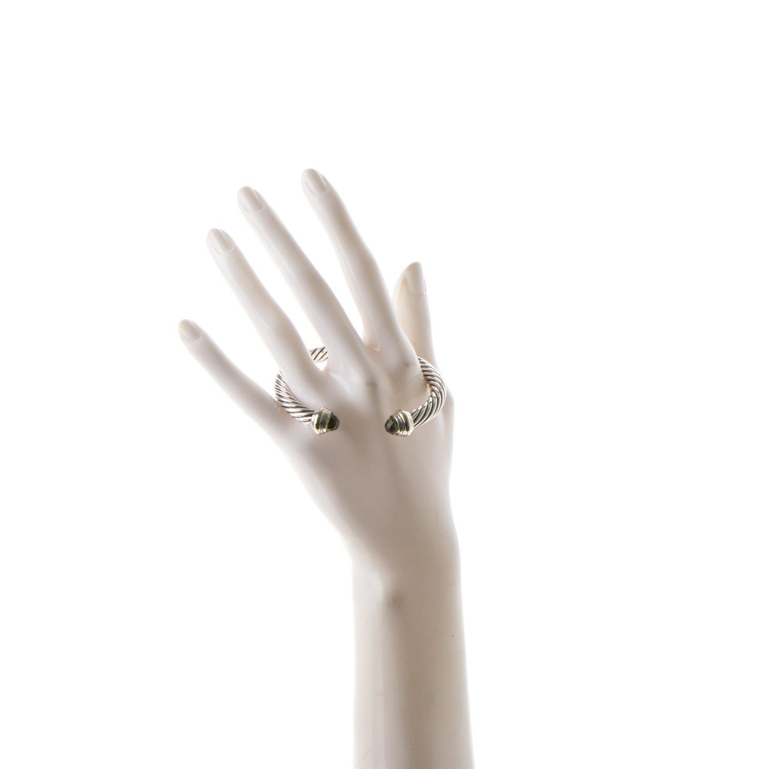 David Yurman Sterling Silver 14K Yellow Gold Lemon Citrine 7mm Cable Classics Bracelet 2 of 5