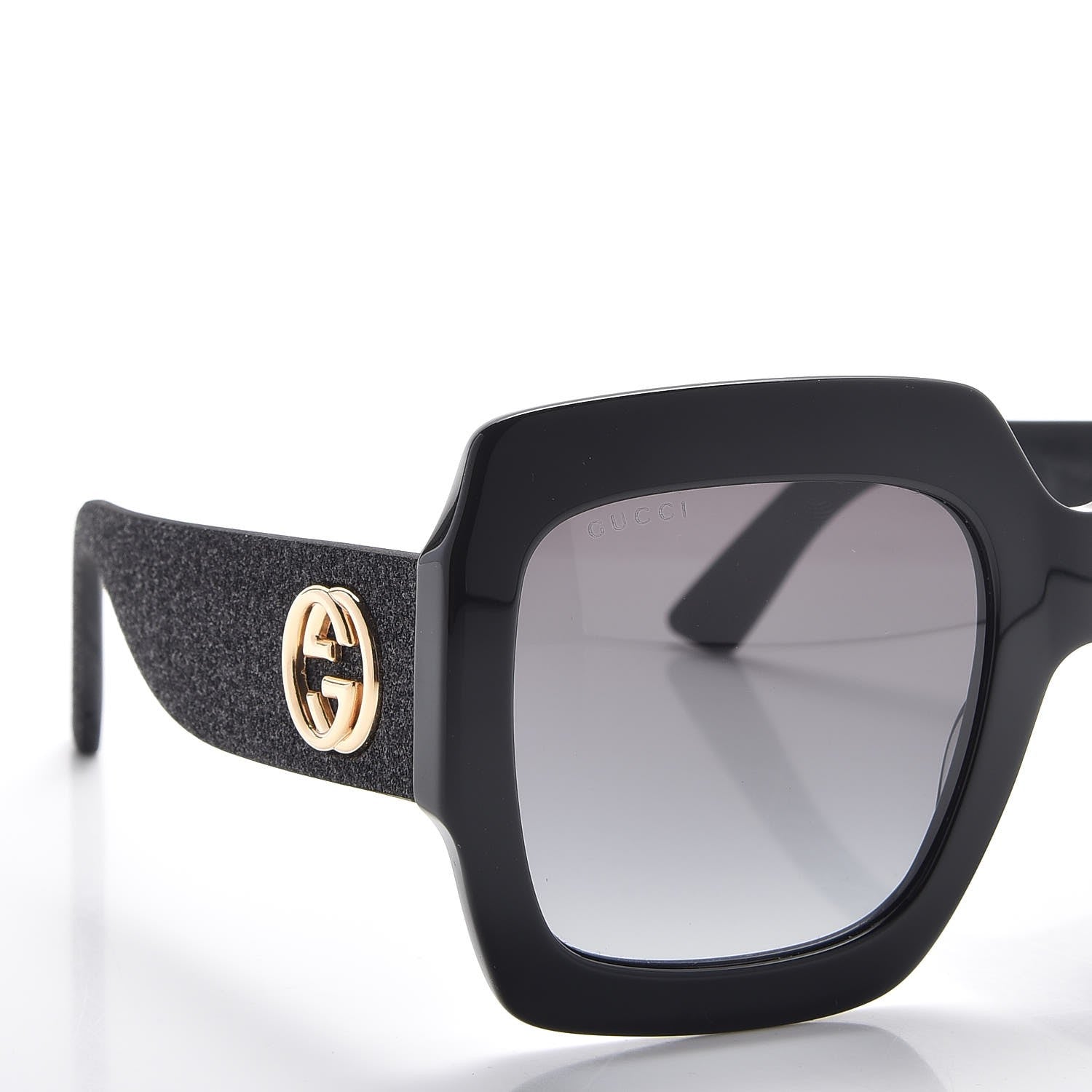 Gucci Square Frame Glitter GG0102S Sunglasses Black 7 of 7