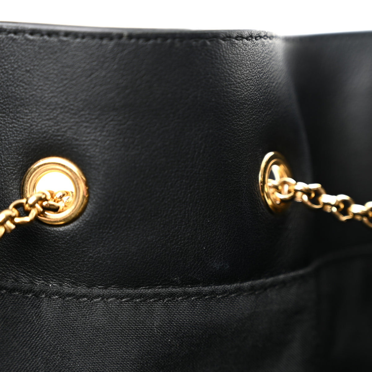 Vitello Grace King Karligraphy Chain Bucket Bag Black Bisquit