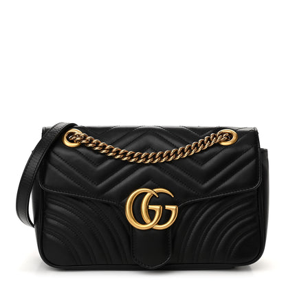 Gucci Calfskin Matelasse Small GG Marmont Shoulder Bag Black 1 of 10