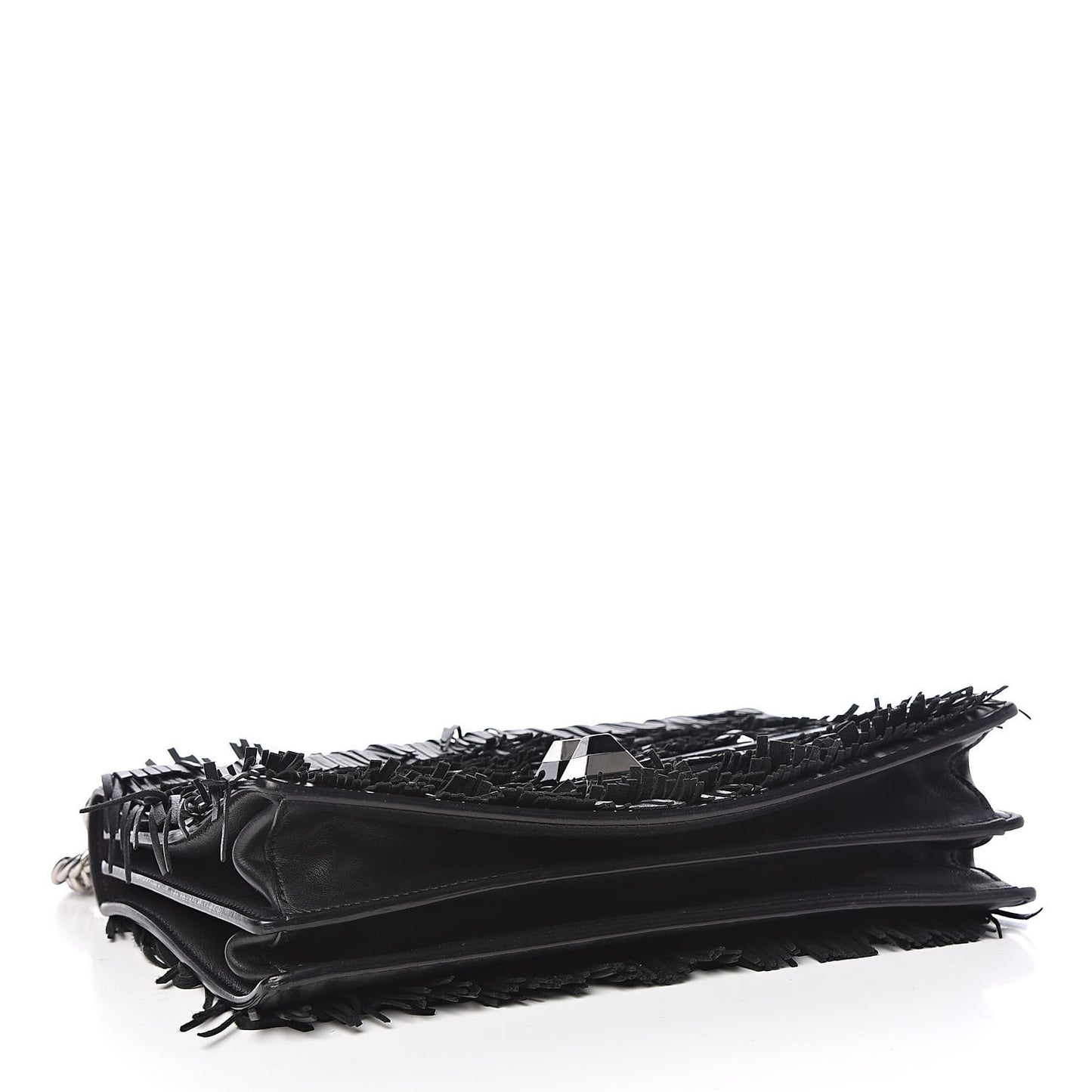 Vitello Century Opaco Monster Eyes Fringe Studded Kan I Shoulder Bag Black