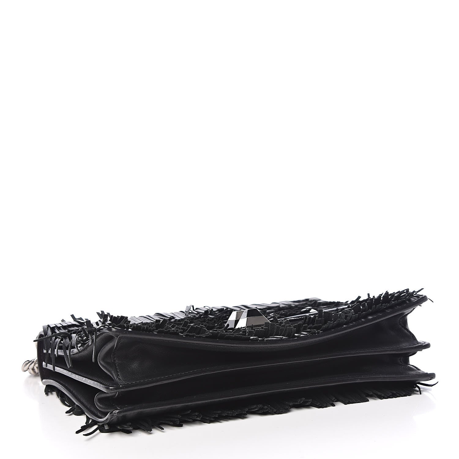 Fendi Vitello Century Opaco Monster Eyes Fringe Studded Kan I Shoulder Bag Black 4 of 11