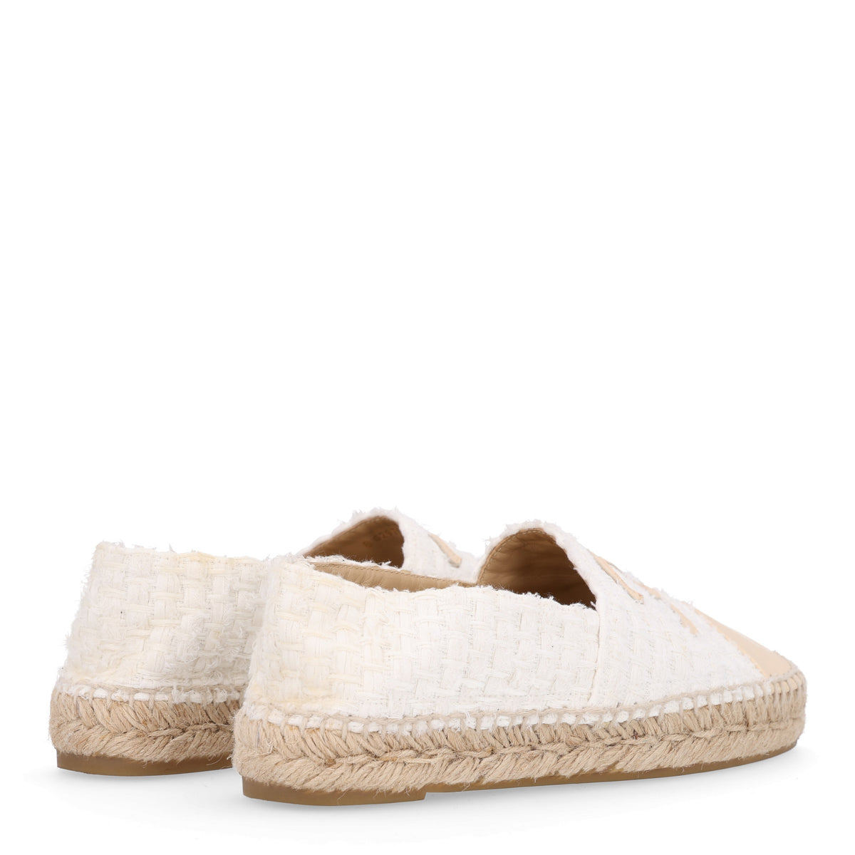 Tweed Grosgrain CC Espadrilles 36 White Beige