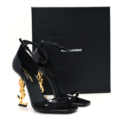 Saint Laurent Patent Calfskin Opyum 110 Sandals 38 Black Gold 10 of 10