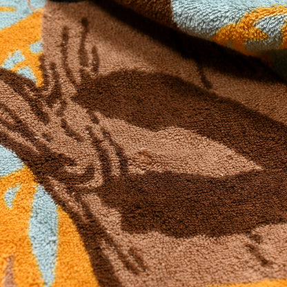 Hermes Cotton Terry Guepard Beach Towel Orange Ciel 7 of 7