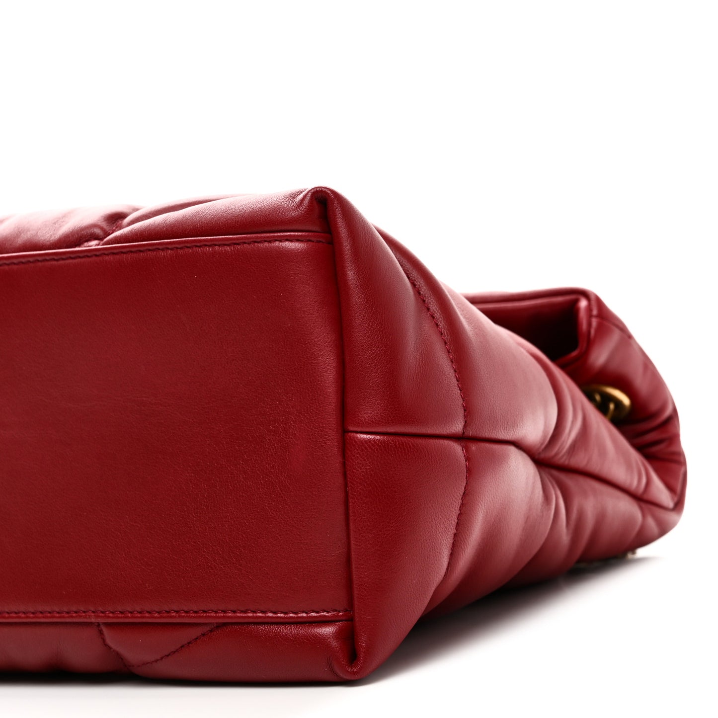 Lambskin Quilted Medium Loulou Puffer Monogram Chain Satchel Opyum Red