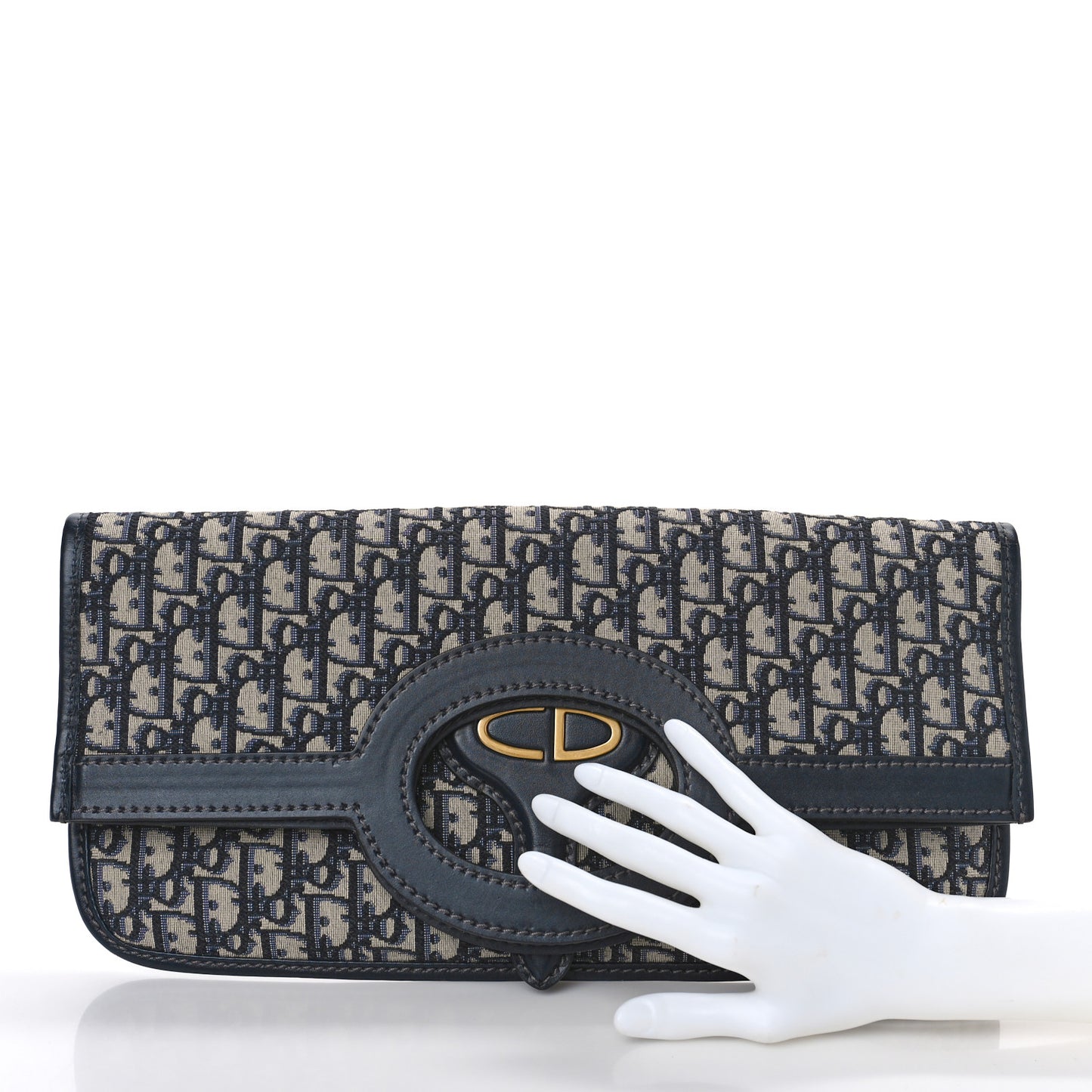 Oblique Fold Over Clutch Blue