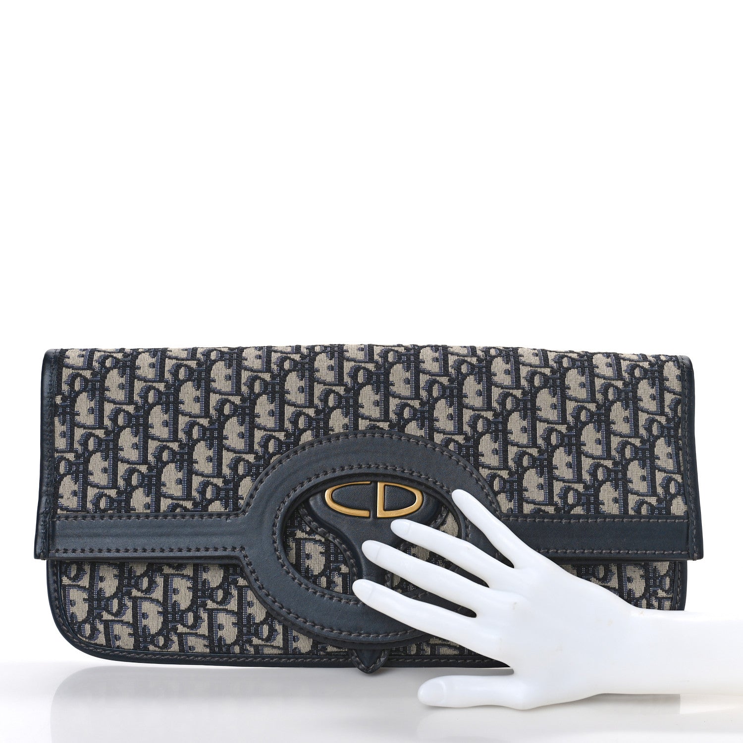 Christian Dior Oblique Fold Over Clutch Blue 3 of 10