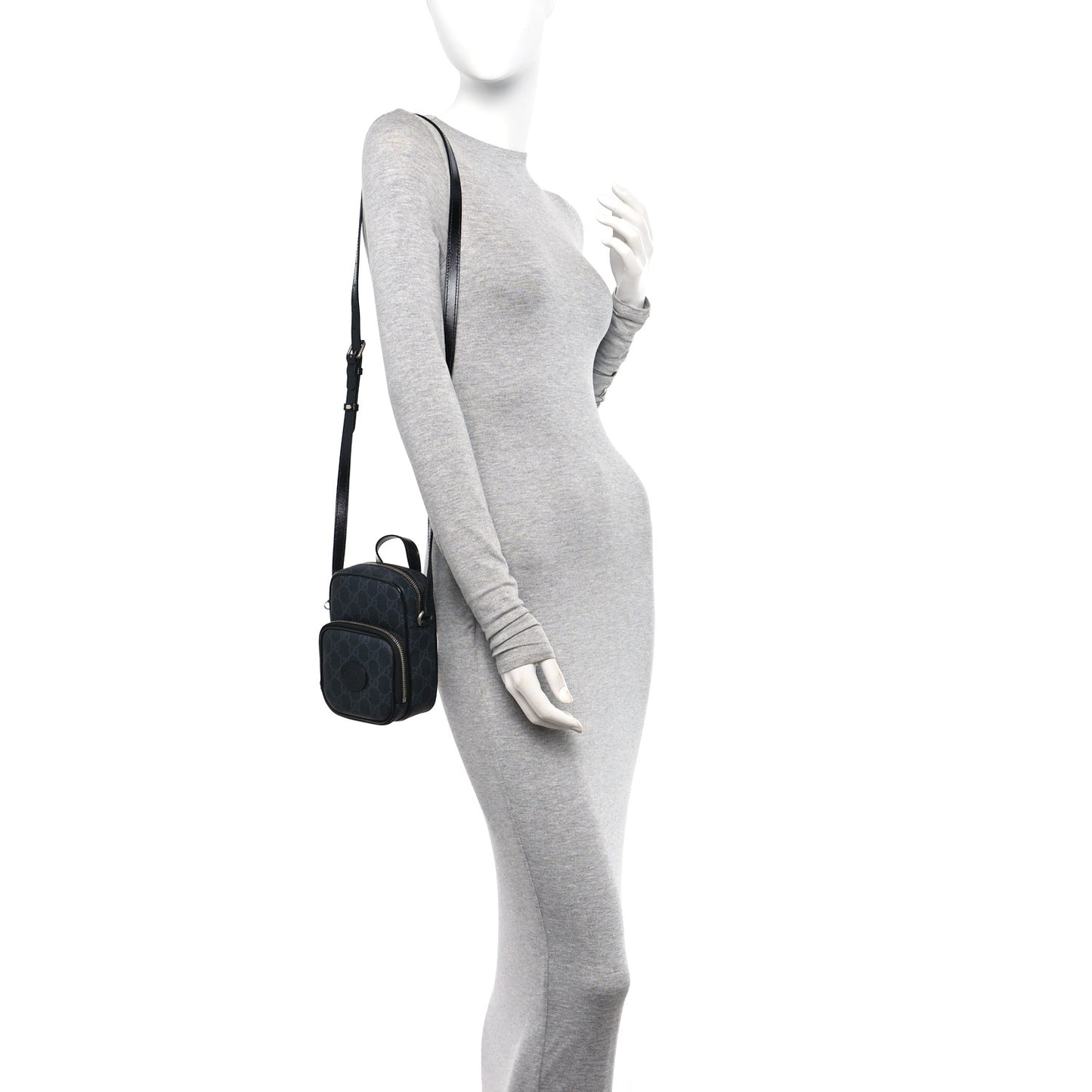 GG Supreme Monogram Azalea Calfskin Mini Retro Interlocking G Bag Black