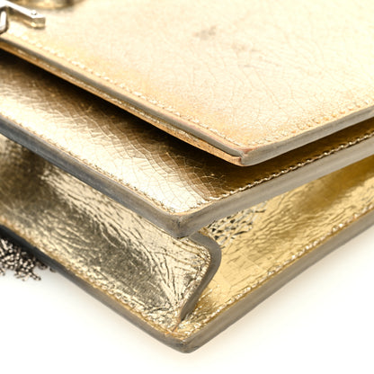 Saint Laurent Metallic Crackled Calfskin Kate Monogram Tassel Chain Wallet Gold 9 of 15