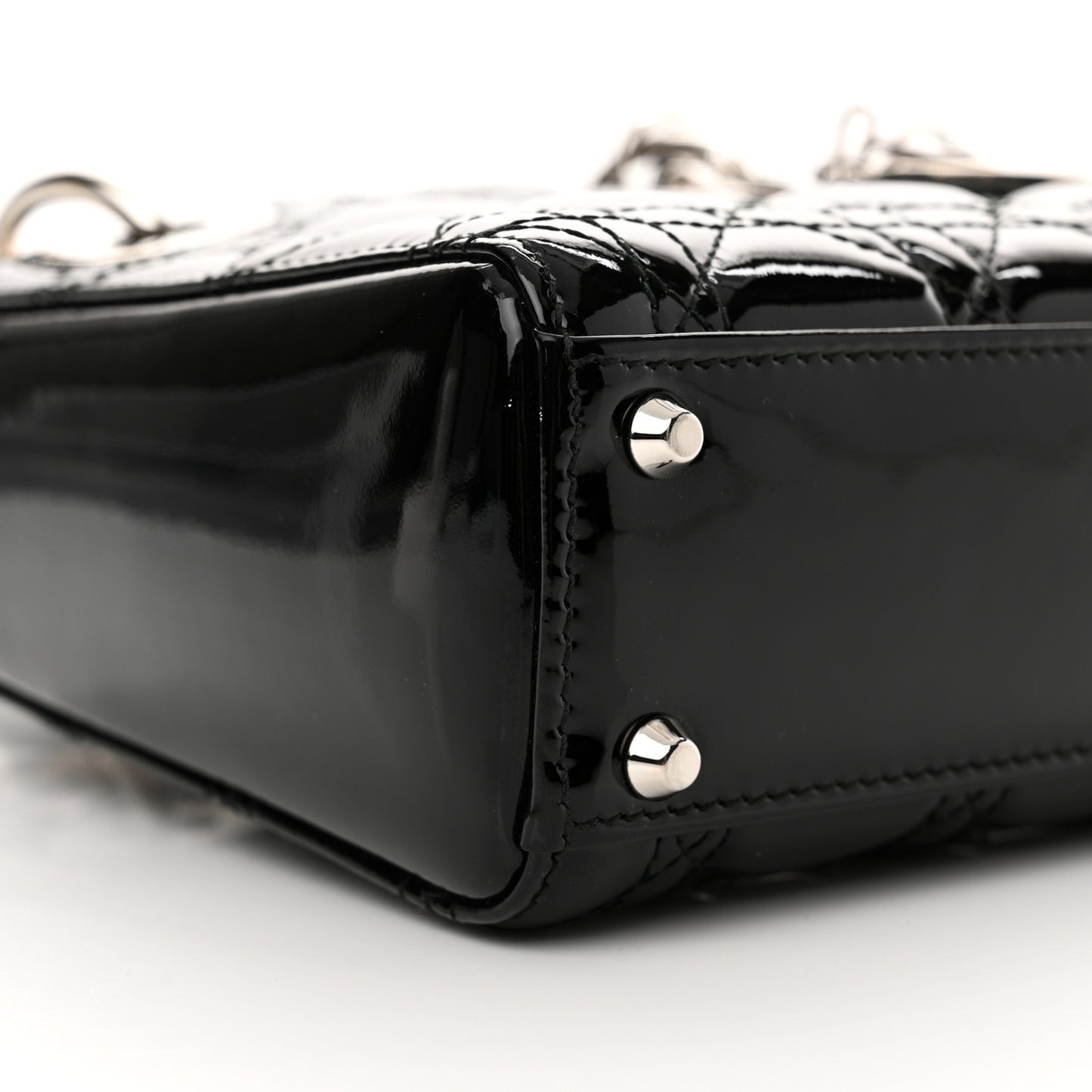 Patent Cannage Mini Lady Dior Black