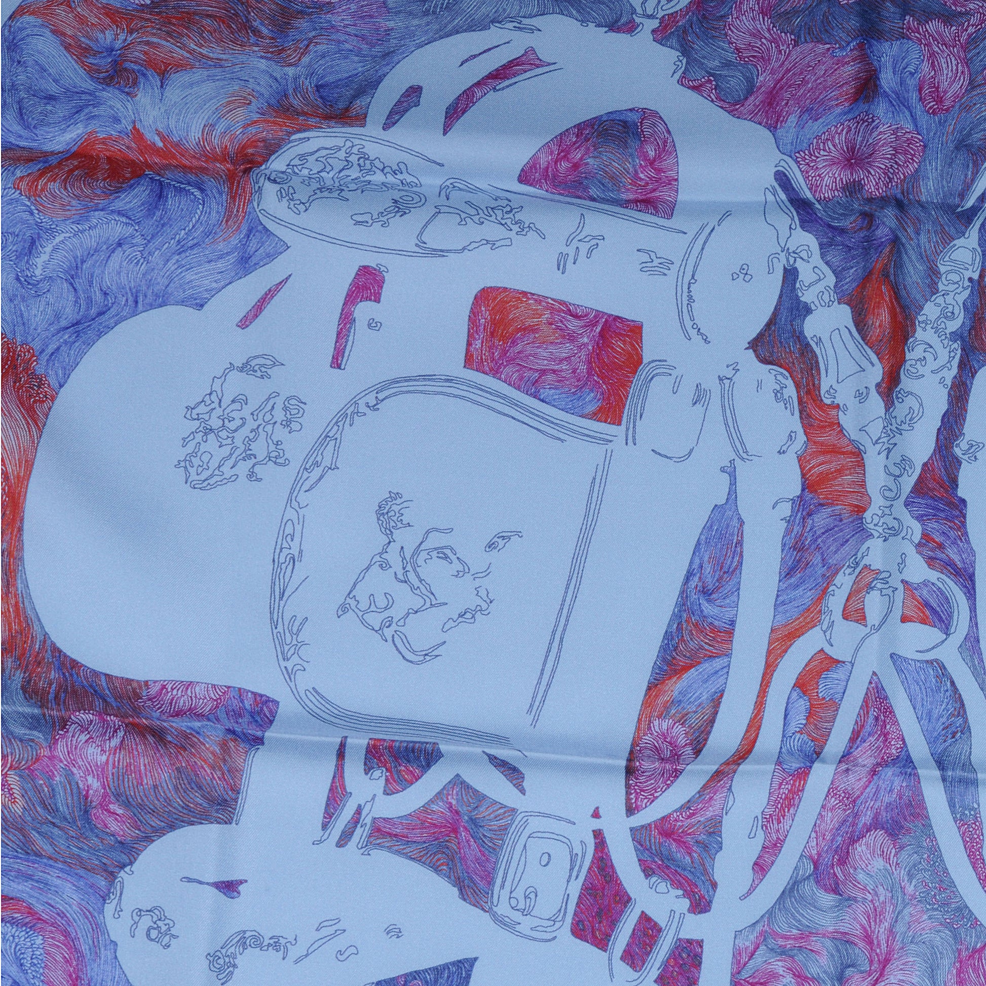 Hermes Silk Brides De Gala En Finesse Scarf 90 Indigo Ciel 1 of 5