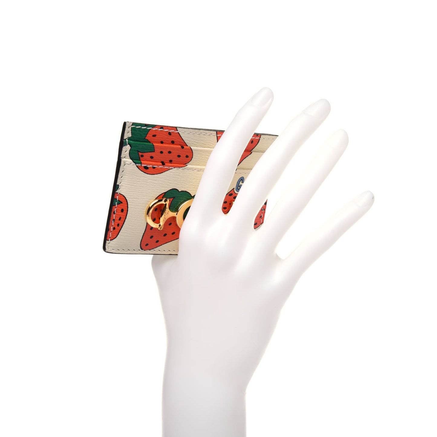 Calfskin Strawberry Print Zumi Case Case Ivory Red