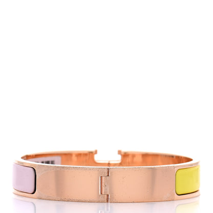 Hermes Enamel Narrow Clic Clac H Fusion Bracelet PM Rose Candeur Jaune Tennis 3 of 4