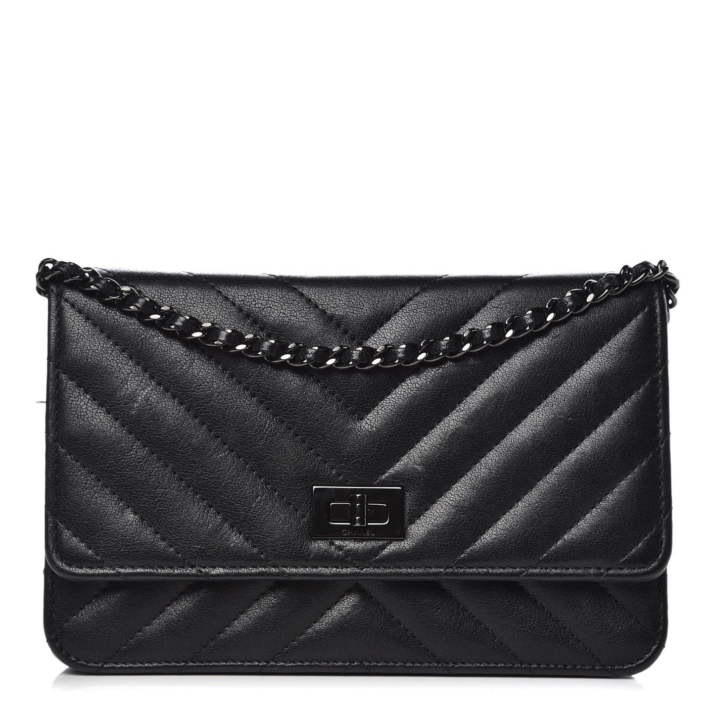Sheepskin Chevron Reissue Wallet On Chain WOC So Black