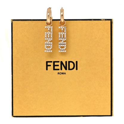 Fendi Metal Zircon Signature Logo Earrings Gold 6 of 6