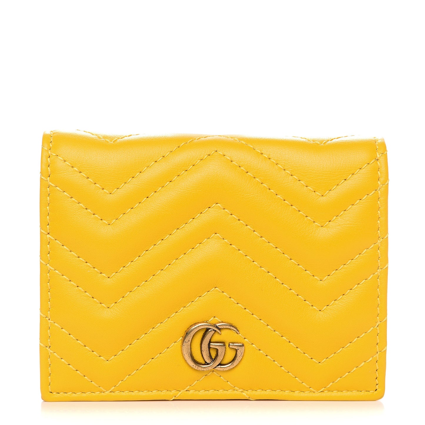 Calfskin Matelasse GG Marmont Card Case Stone Topaz