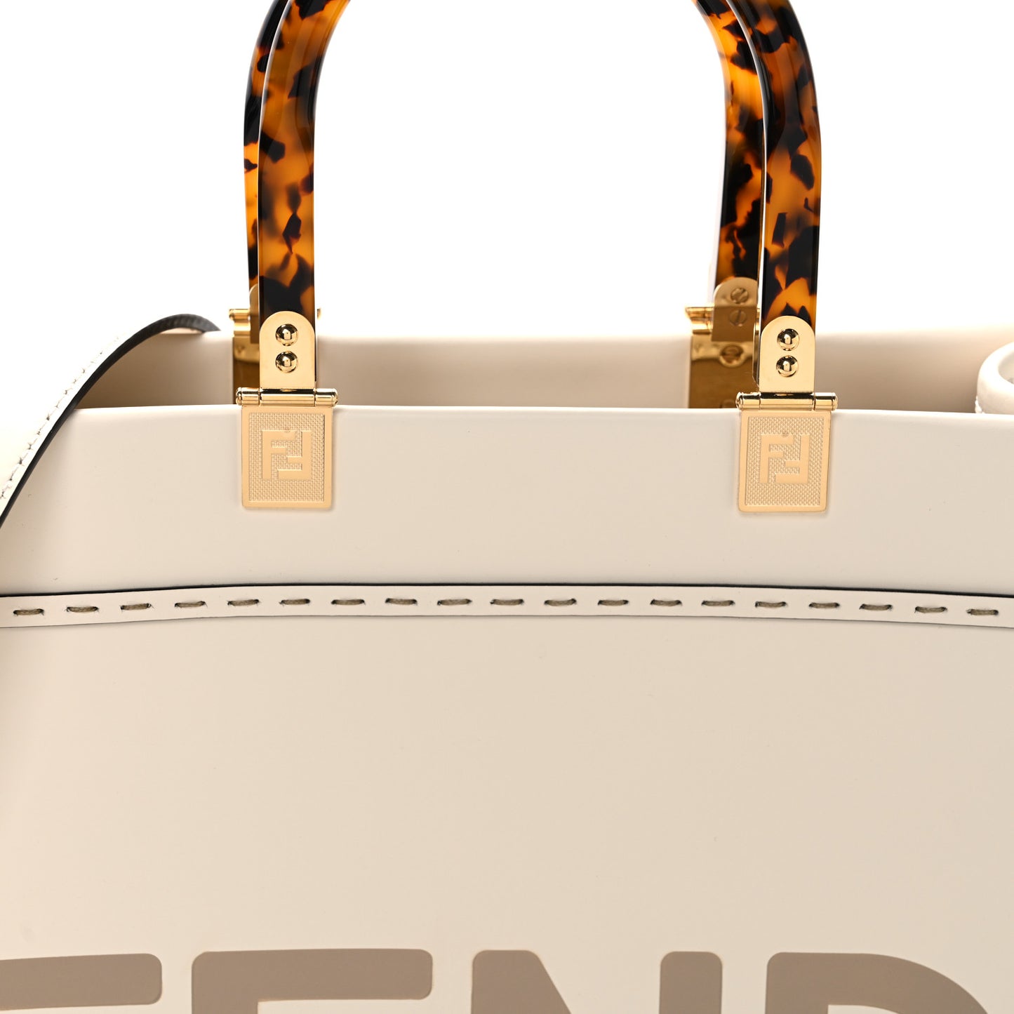 Vitello King Plexiglass Medium Fendi Sunshine Shopper Tote White Ice