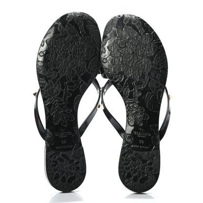Valentino Garavani PVC Jelly Rockstud Bow Thong Sandals 39 Black 5 of 7