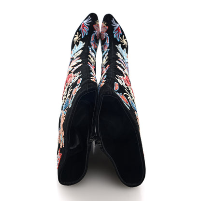 Saint Laurent Velvet Embroidered Claire Boots 36 Black 2 of 9